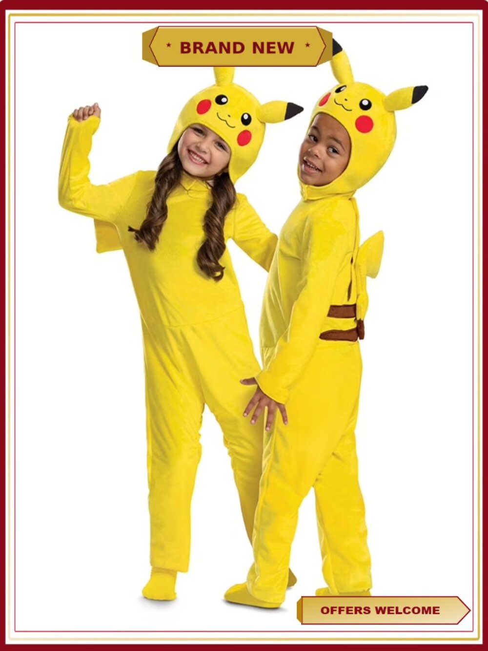 Pikachu Toddler Halloween Costume Jumpsuit with Headpiece Size 2T